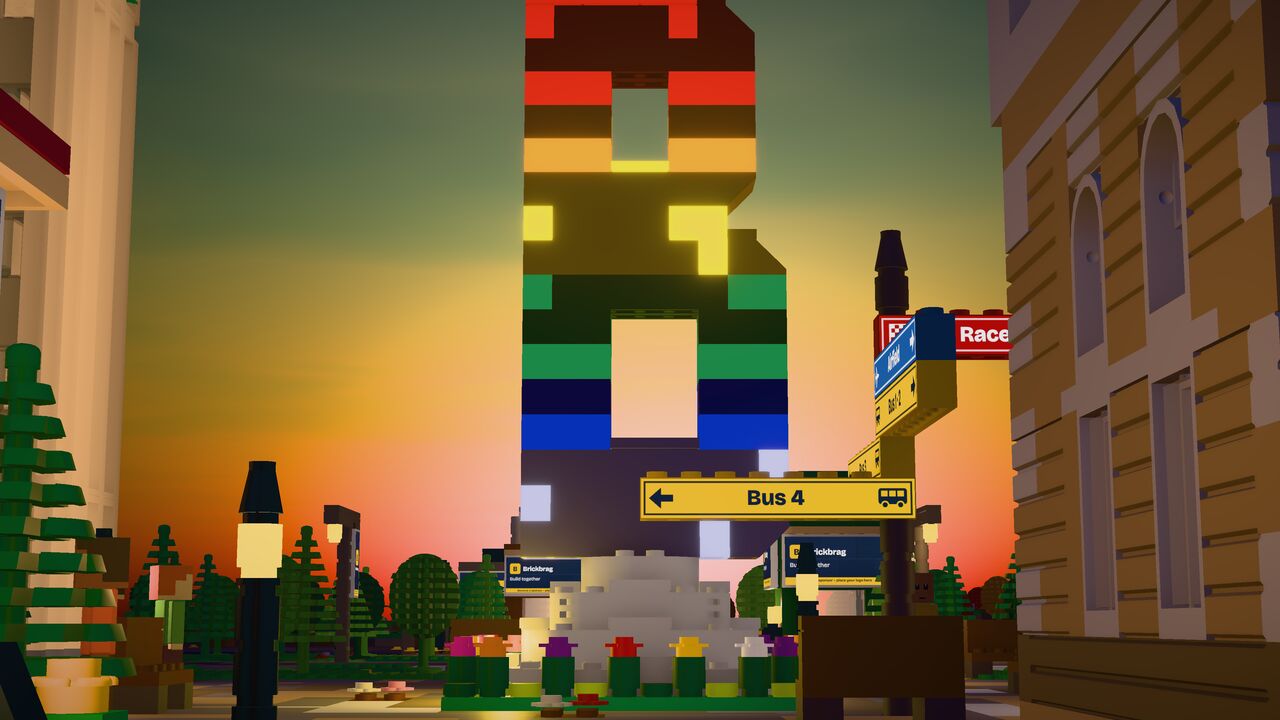The B at sunset, signposts to every corner